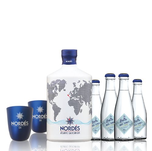 Set Nordés Gin Con 2 Vasos Nordés Smart Blue + 4 Pack Agua Tónica
