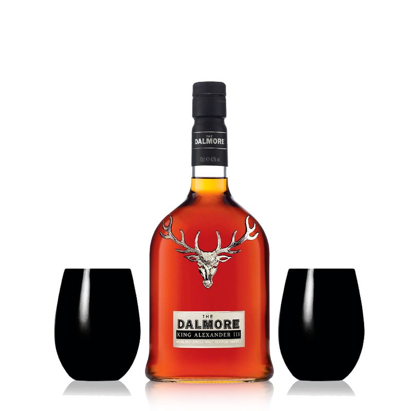 The-Dalmore-King-Alexander-iII-con-2-Vasos-Cristal-Negros-Rics