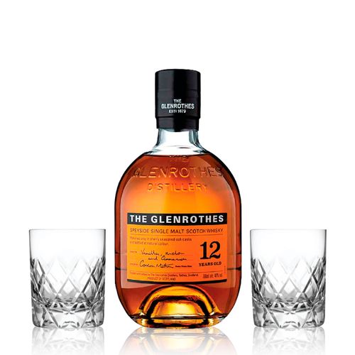 Set The Glenrothes 12 Yo + 2 Vasos Tallados c Estuche