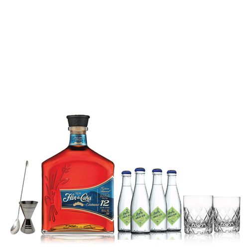 Ron Set Flor de Caña 12 años + Bartender Professional Tools c Estuche