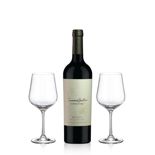 Susana Balbo Signature Malbec mas 2 Copas con Estuche