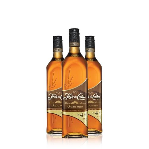 Ron Flor De Caña Oro 4 Años Pack x 3