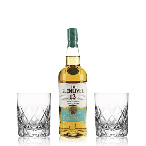 Glenlivet 12 Yo mas 2 Vasos Tallados con Estuche