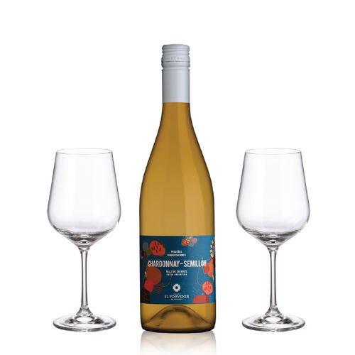 Pequeñas Fermentaciones Chardonnay Semillon mas 2 Copas con Estuche
