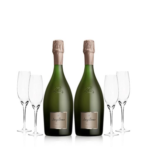Luigi Bosca Extra Brut x 2 mas 4 Copas con Estuche