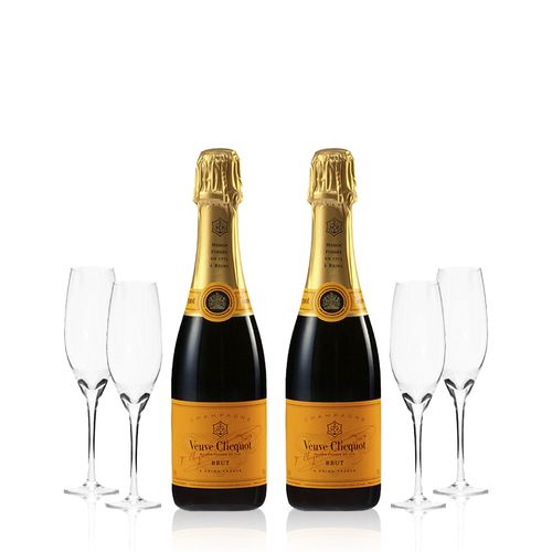 Veuve Clicquot Brut x 2 mas 4 Copas con Estuche