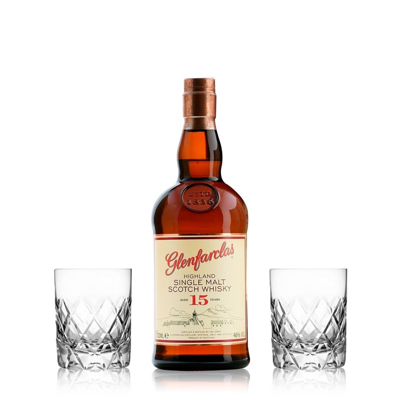 Set-Glenfarclass-15---2-Vasos-Tallados