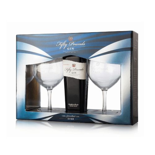 Gin Pack Fifty Pounds Aniversario + 2 Copas c Estuche