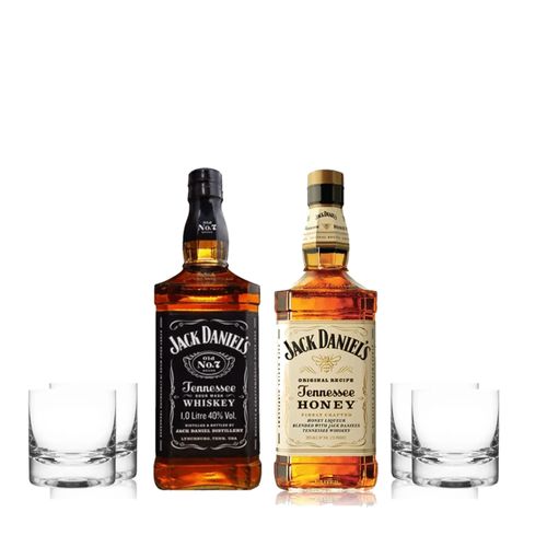 Jack Daniels x 2 más 4 Vasos Lisos con Estuche